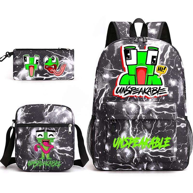 Zaino Inspeakable Set da 3 Pezzi, Zaino Studente di Grande Capacità con Borsa Pranzo e Astuccio, Resistente all'Acqua, Durevole