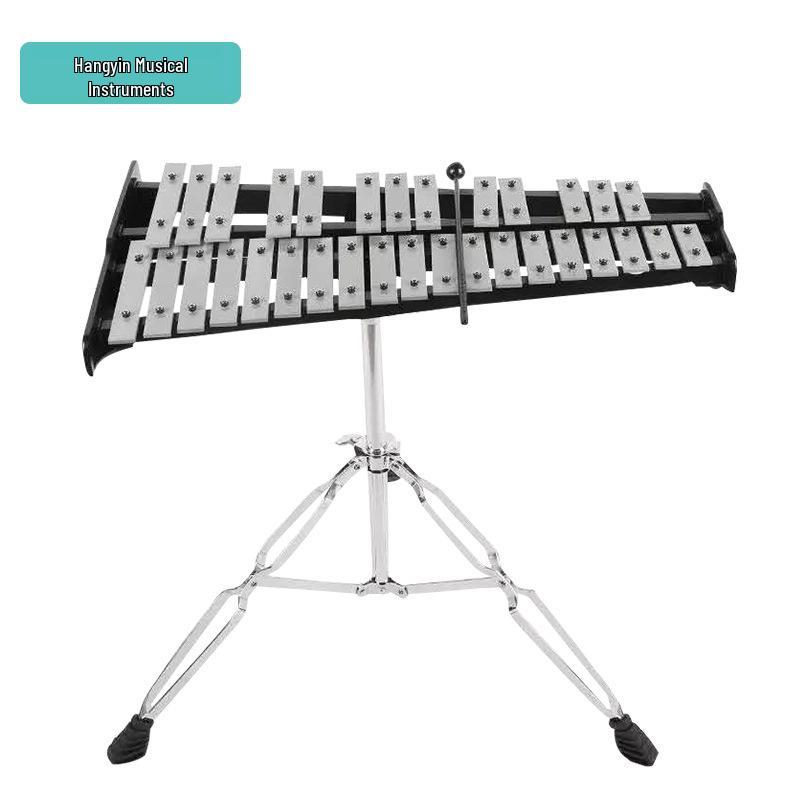 32-Tone Aluminum Glockenspiel Portable Orff Percussion Instrument: Folding Steel Plate Hand-Knocked Piano
