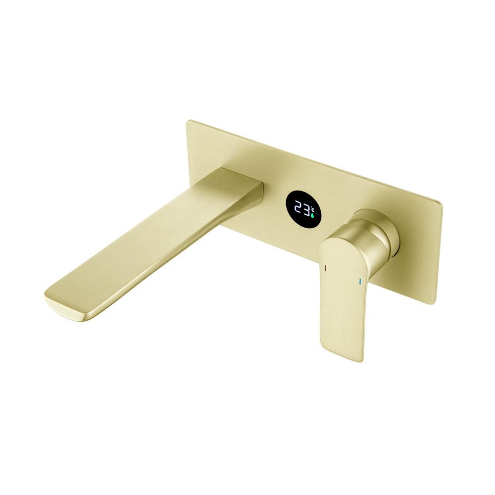 Brushed Gold Sigital Display Basin Faucet Concealed Bathroom Faucet In-Wall Basin Spout Mixer Lavotory Tap Combination Blanoir