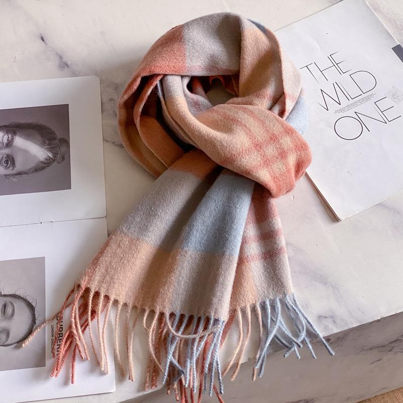 Men's Dark Blue Plaid 100% Pure Wool Scarf - Luxurious Winter Gift for Boyfriend, Father, or Elders.