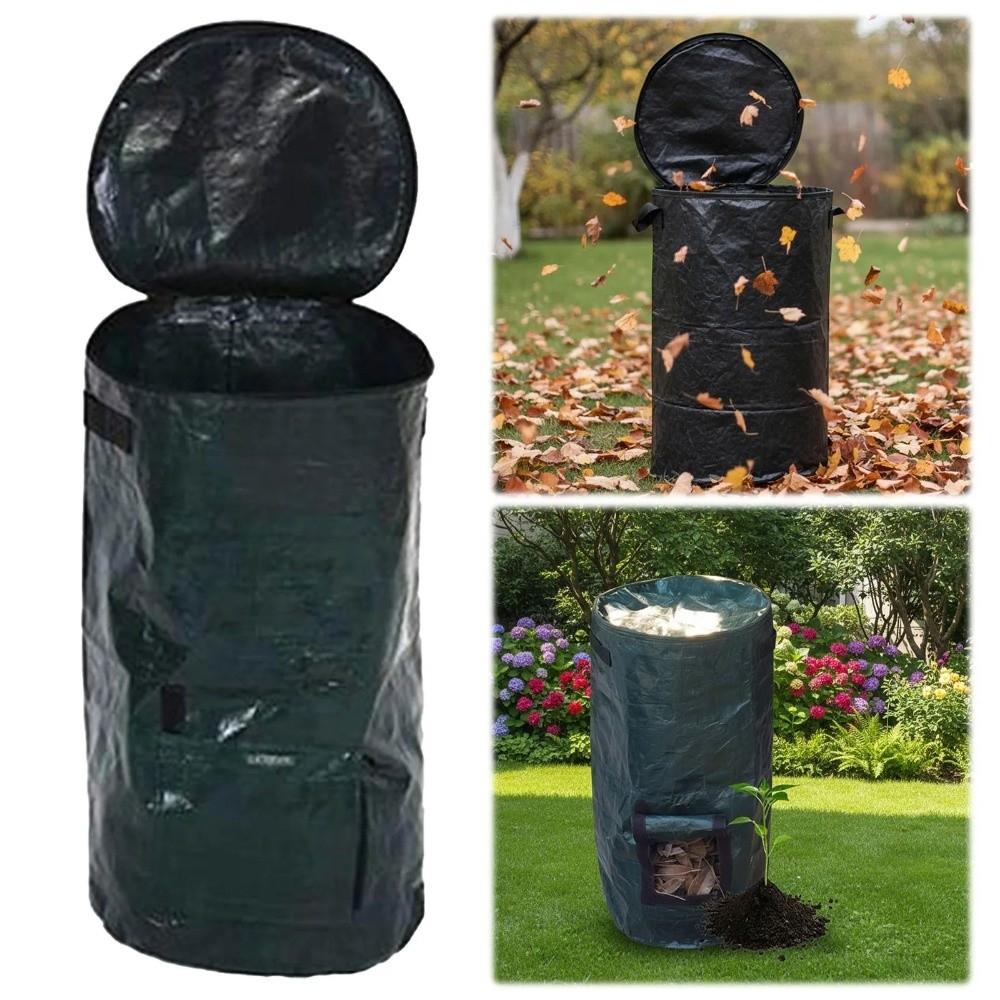 Zippered Lid Compost Bin Bag Wear Resist Refuse Composter Waste Collector Leaf Lawn Bags  Grower
