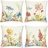 Colorful Butterfly Flower Painting Dreamy Pastoral Pillowcase Bedroom Sofa Decorative Cushion Cover with Zipper