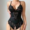 European and American Large-size Sex Underwear, Sexy Lace Perspective One-piece Open Crotch Free Large-size Suspender Pajamas