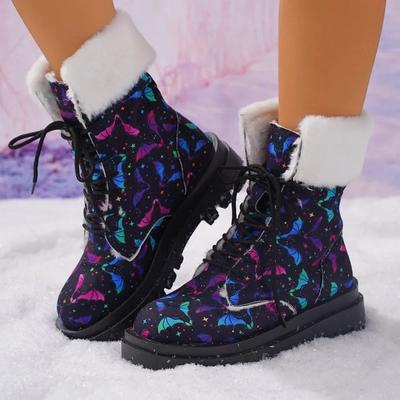 Women's Shoes 2024 Hot Sale Plus Size Women's Boots Fashion Printed Modern Boots Women's New Cross Lace Up Mid-calf Boots