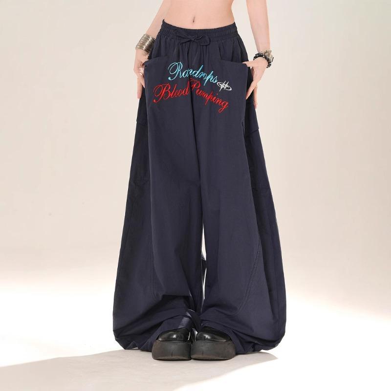 Loose Pants Letter Print Scimitar Pants Cleanfit Loose Lazy Wind Paratrooper Casual Pants