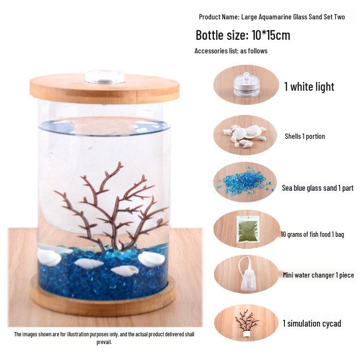 Eco-Friendly Mini Fish Micro-Landscape Aquarium: No-Water-Change Desktop Tank for Betta Fish