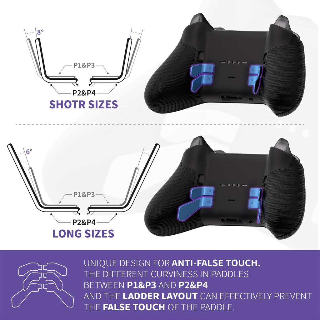 eXtremeRate Swift Paddles for Xbox Elite Replacement Back Paddles for Xbox One Elite and Elite Series 2 Controllers Neptune 1/2 Controllers, 6-in-1