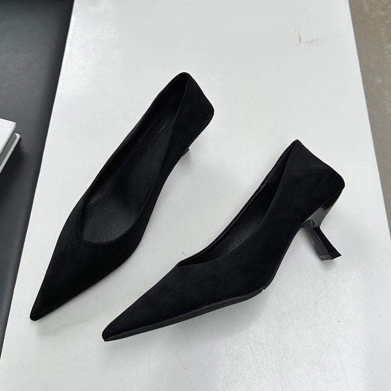 Fashion SUOJIALUN 2024 Autumn Pointed Toe Women Sexy Shallow Slip On Pumps Shoes Fashion Thin High Heel Ladies Elegant Dress Boat Shoes