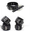 High Quality Black PU Leather Neck Collar Hand Cuffs Ankle Cuffs Sex Toys For Couples Slave Bondage   Restraints Kit