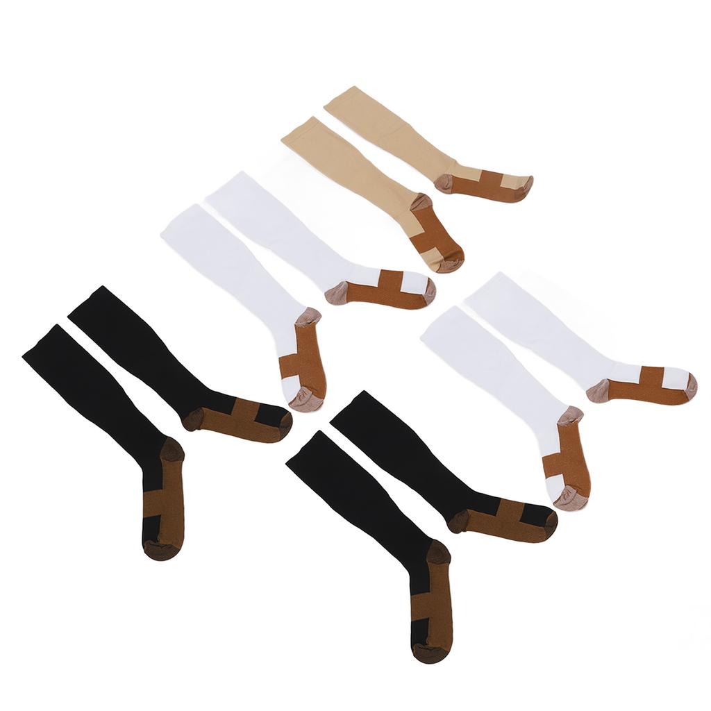 5 Pair High Compression Socks Breathable Moisture Absorption Stress Relief Pressure Socks for Running Outdoor Sports