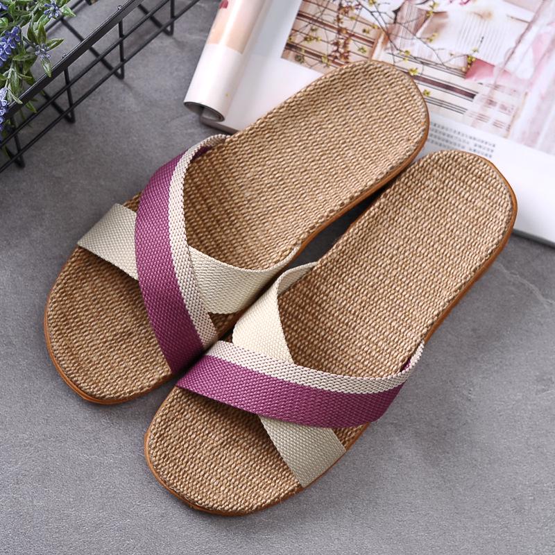 Cotton and Linen Non-Slip Home Slippers for Men and Women – Indoor Summer Slippers with Thick Bottom for Wooden Floors.