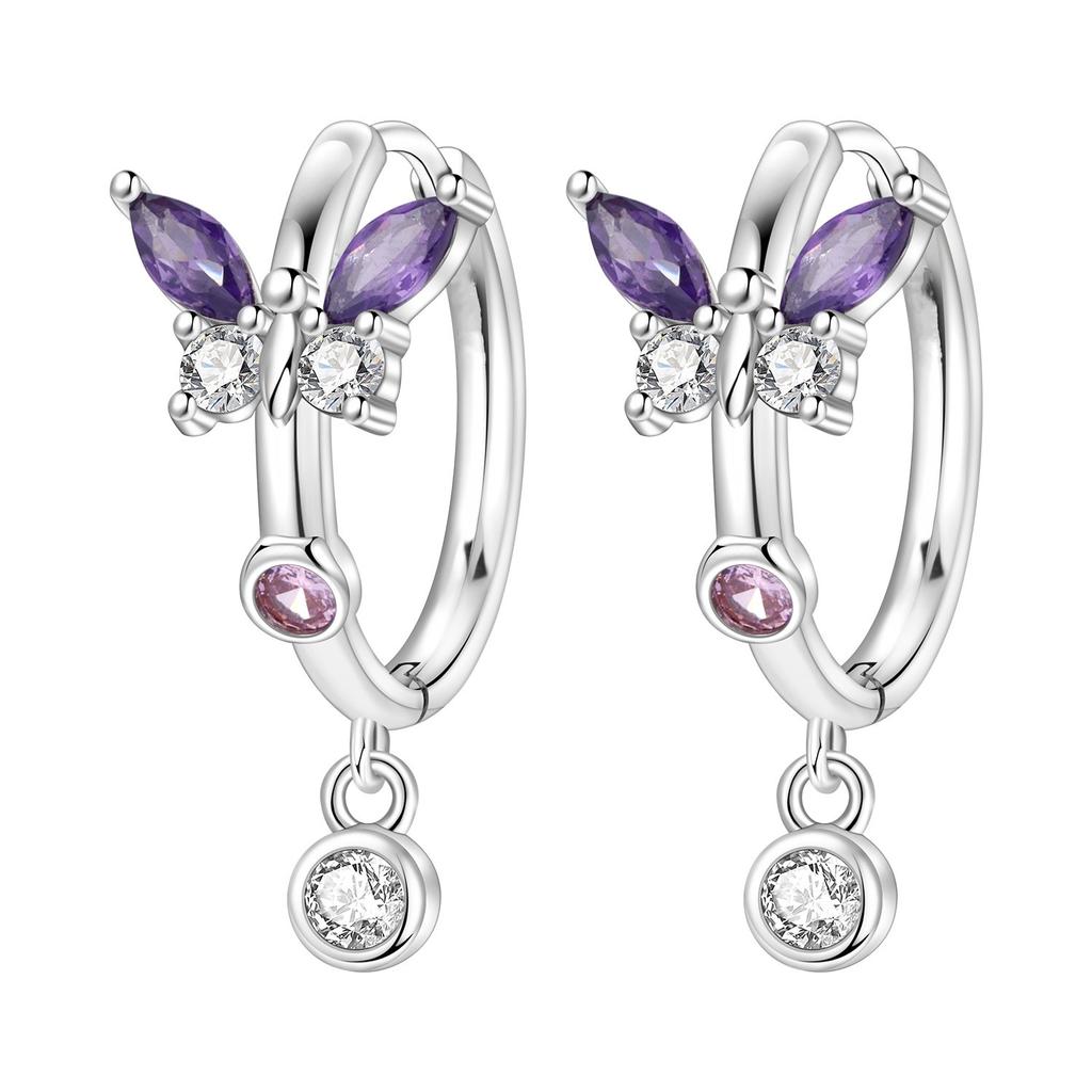 S925 Silver Exquisite Butterfly Hoop Earrings With Sparkling Zircon Dragonfly Design Elegant And Versatile Accessory