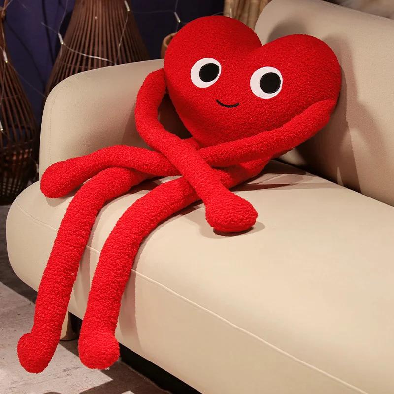 Creative Long Arms Love Heart Shape Pillow Cute Stuffed Red Black White Heart Pillow Soft Plush Toys Lover Friends Festival Gift