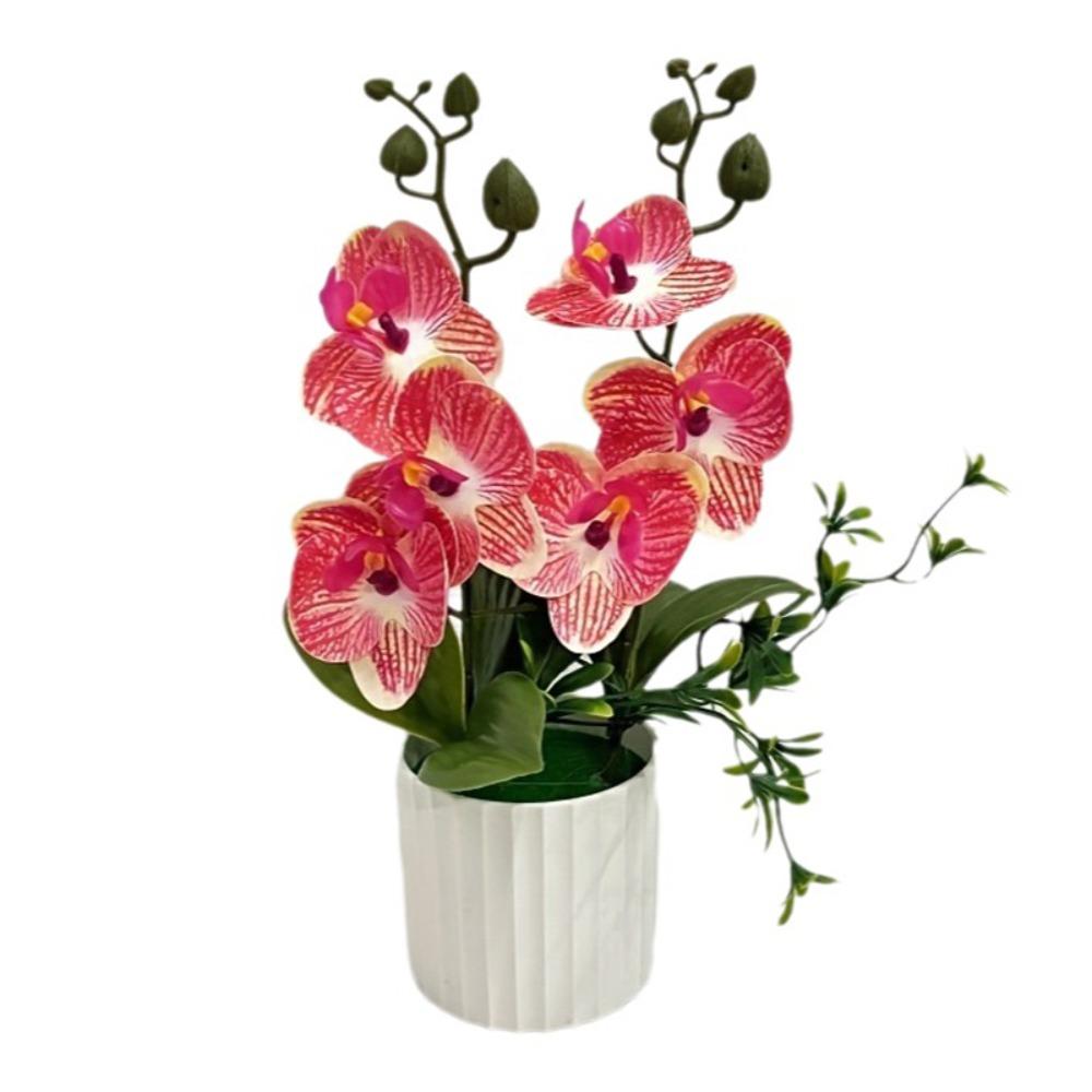 Multicolor Butterfly Orchid Artificial Flower Plastic Faux Moth Orchid Potted  Desktop Oranemnt