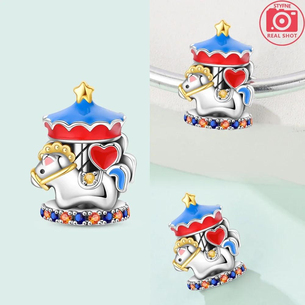 Amusement Park White Horses Bead Fit Bracelet 925 Silver Charms Jewelry Diy Child Gift Bracelet Children's Day