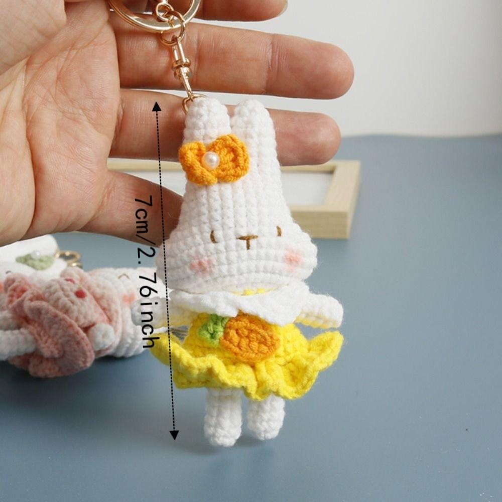 Handmaking Bunny Keyrings Knitting Rabbit Doll Pendant Creative Crochet Keyrings  Backpack