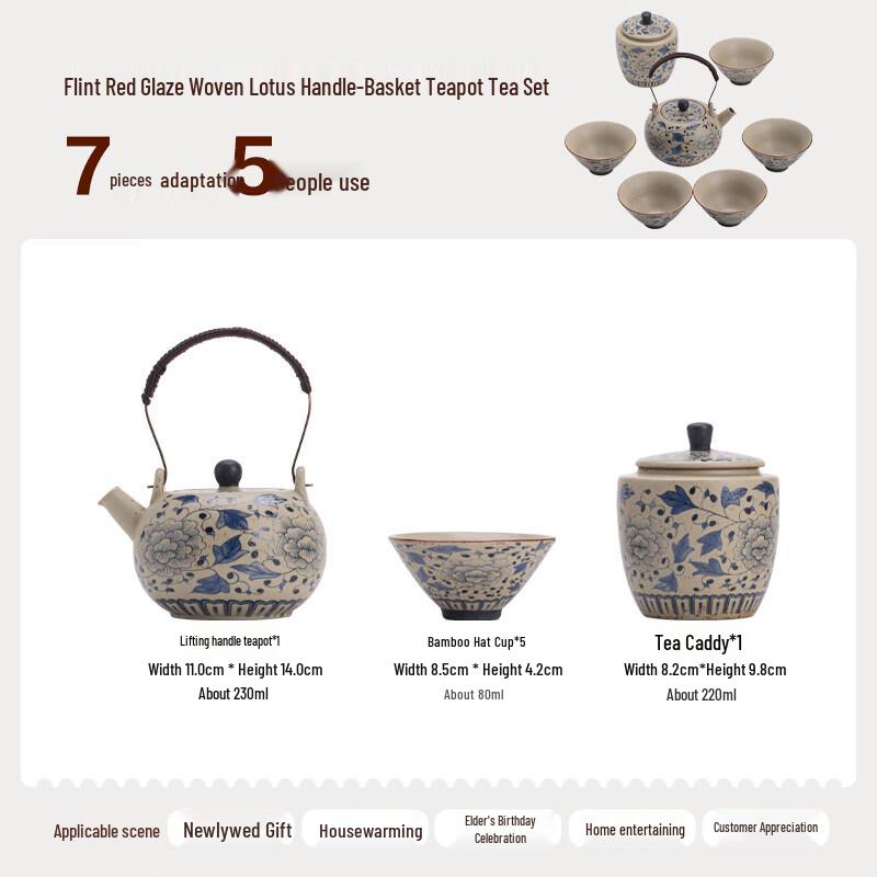 Susu Ceramics Dunhuang Silk Road Blue & White Tea Set