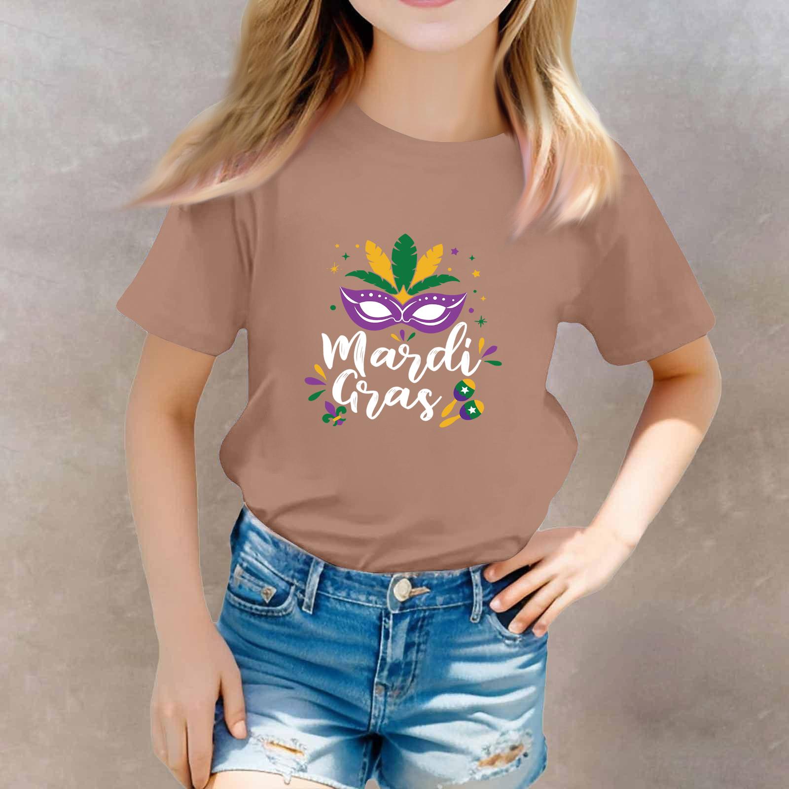 

Carnival Day Toddler Girl Boy T-Shirts Kids Top Boys And Girls Printed Short Sleeved T-shirt 130 кавовий