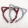 Weihnachts-Katzenohren Glitzer-Haarreif mit rotem Lametta & Silberner Seide