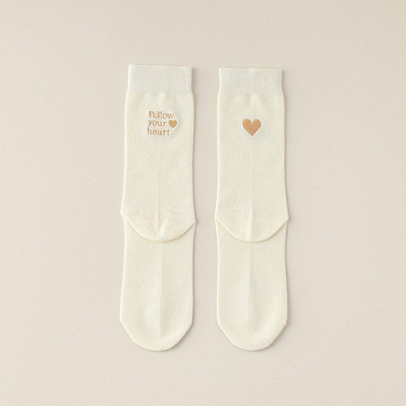 Women Embroidered Socks Heart Letter Cotton Socks Birthday Gift