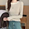 JOHLIN DREAM Women's Round Neck Striped Long Sleeve T-Shirt