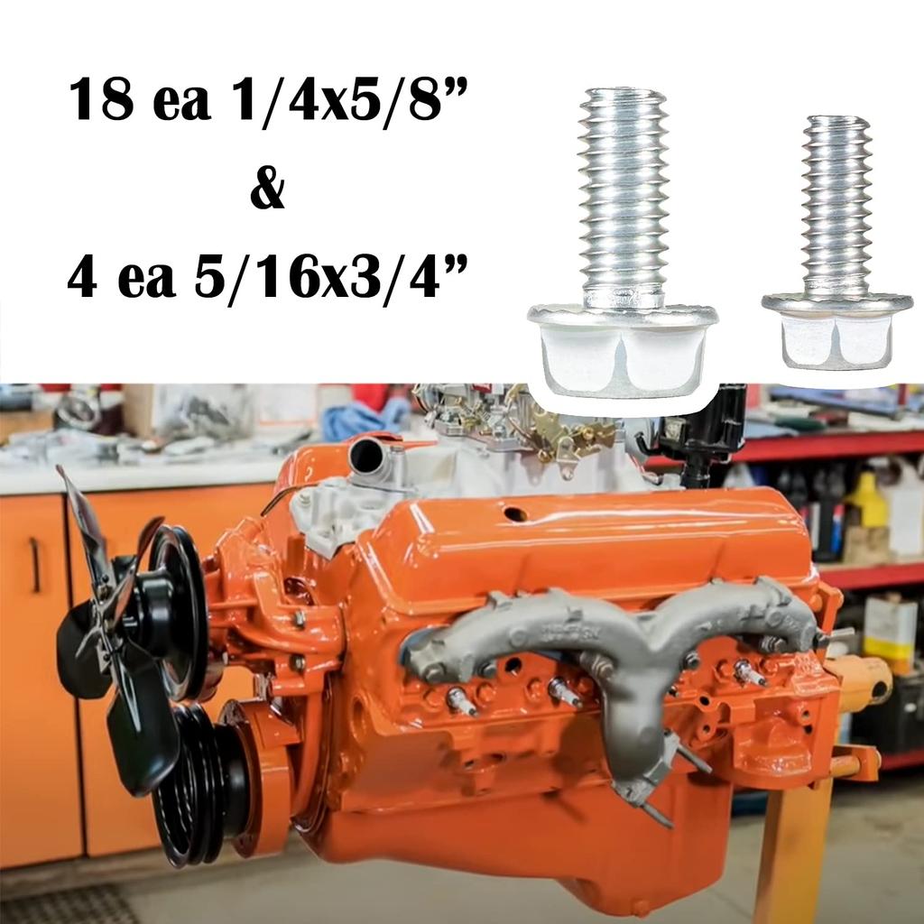 Oil Pan Bolt Kit SBC SBF Fit For 1955-1998 Chevy Small Block V8 Engines 265 283 305 307 327 350 383 400 & Small Block Ford V8 260 289 302 351W &