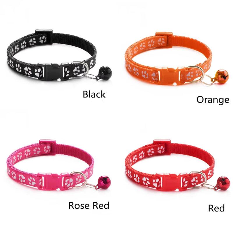 1/2/3/4/6pcs Pet Collar With Bell Cartoon Footprint Colorful Dog Puppy Kitten Collar Adjustable Safety Bell Ring Necklace Pet