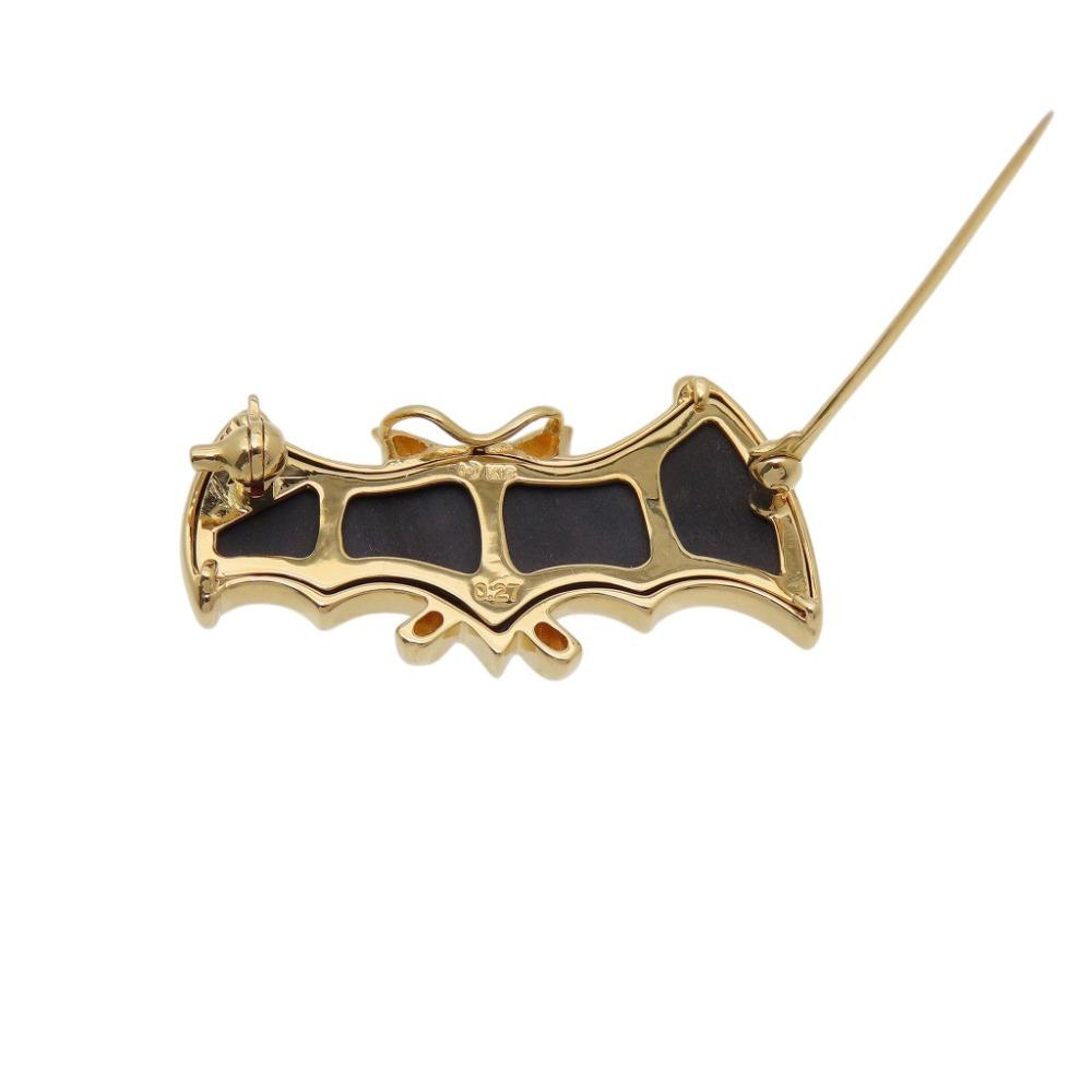 Used AUTHENTIC TASAKI K18YG Diamond 0.27ct Onyx Bat Motif BroochBrooch Black/Gold K18 Yellow Gold/diamond
