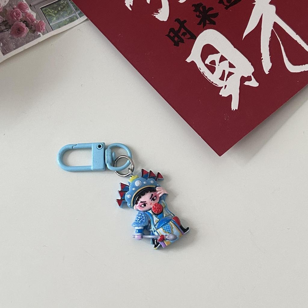 Guochao Chinese Opera Character Keychain: Trendy Cartoon Accessories Pendant for Couples & Besties