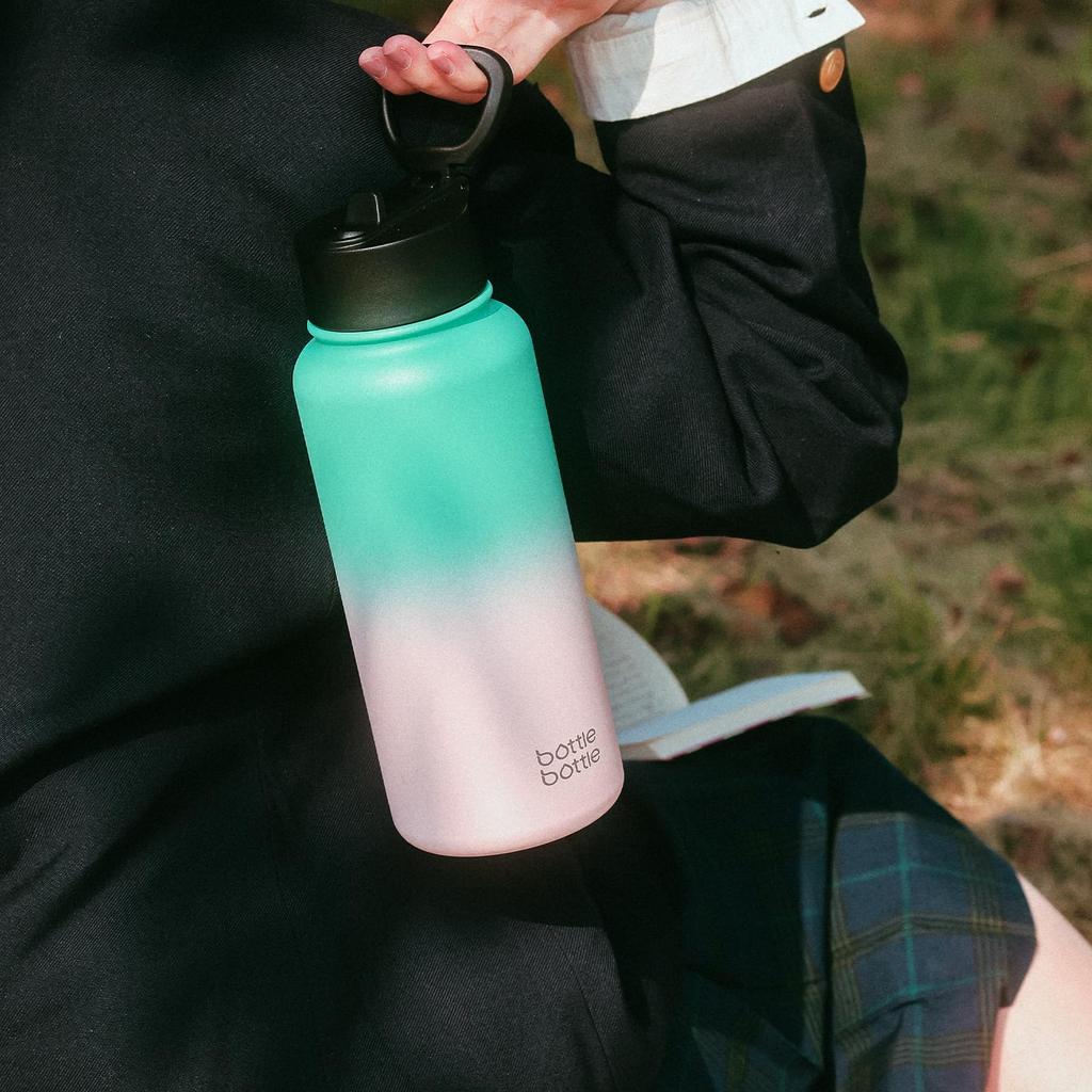 BOTTLE BOTTLE 1 Liter Stainless Steel Water Bottle for Direct with Vacuum Blue Pink Kids, Drinking, Straw, Insulated, Double-Walled Wall, Insulated,