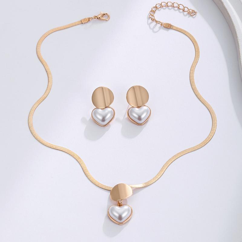 

2 шт. Мінімалістичний Креативний Кулон у Формі Серця Намисто з Зміїним Ланцюжком Набори Сережок Для Жінок Прикраси 1Set