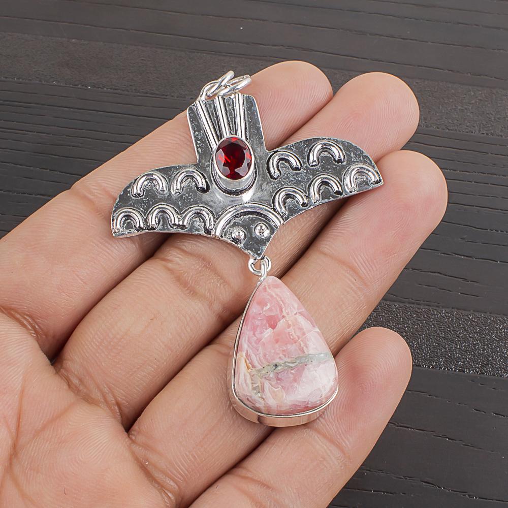 Natural Rhodochrosite Gemstone 925 Sterling Silver Jewelry  Pendant 2.43  AJP-2349