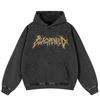 Streetwear Retro Letters Graphic Washed Black Oversized Unisex Y2K Hoodie