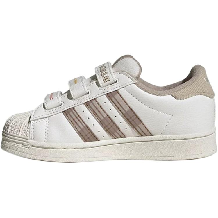 Adidas Originals Superstar Comfortable Fashion Slip Resistant Durable Low Top Kids Skate Shoes Kids Sneaker White Khaki IH3499