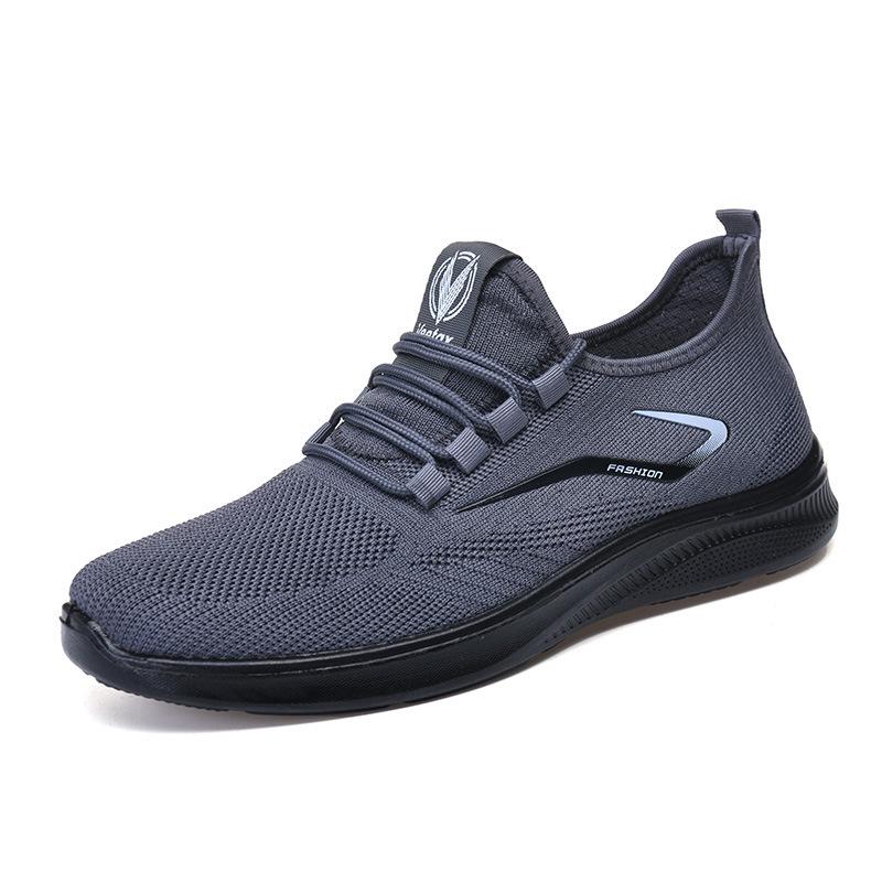 Men's Breathable Flyknit Running Shoes - Large Size, Casual, Non-Odor Mesh for Spring/Summer