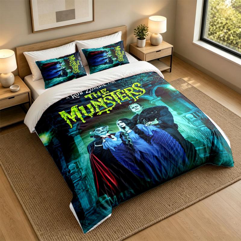 3Pcs Bedding SetThe Munsters Soft Bed Sheet and Two Pillowcases Home Bedroom Decor
