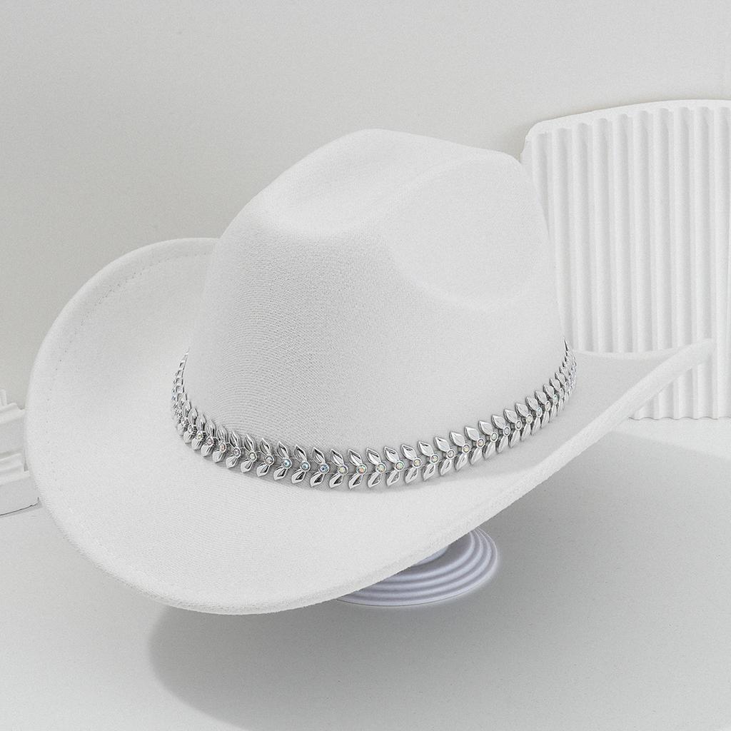 Men's and women's Panama French cowboy hats, jazz top hats, accessories, three-dimensional leaves, rhinestone belts, bonfire balls
