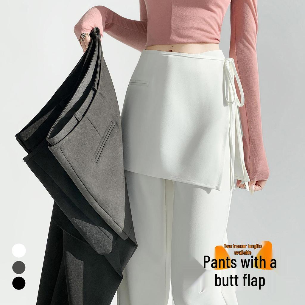 Design-Forward High-Waisted Drapey Skirt Pants Suit - Slim-Fit Casual Wide-Leg, Spring/Summer 2026