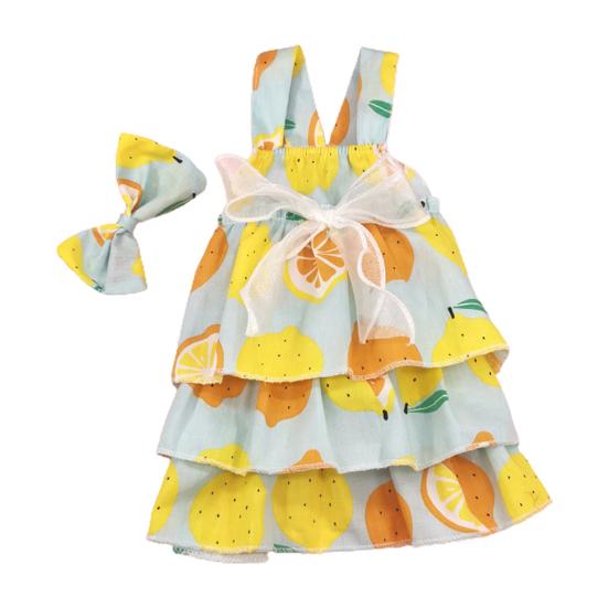 1 sada Pet Dress Měkký Pohodlný vrstvený design Bez rukávů Citronový potisk Denní nošení