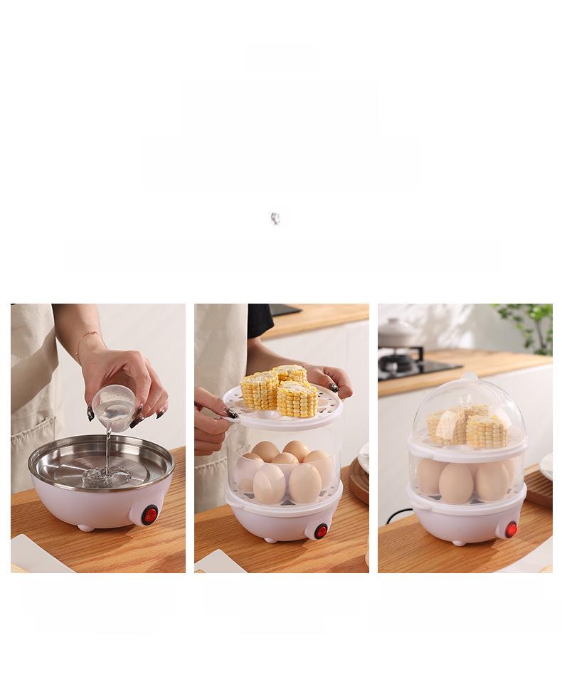 Cocedor de Huevos Eléctrico de Doble Capa y Calentador de Leche - Electrodoméstico de Cocina Compacto para el Desayuno