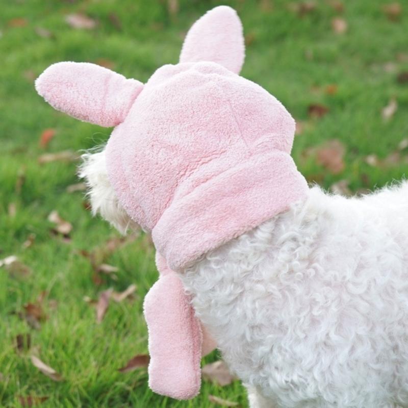 

Warm Fleece Pet Hoodie Caps for Small Dogs and Cats Winter Warm Fleece Ear Protective Pet Costume Hat Party Hat X3UC XS Size розовый