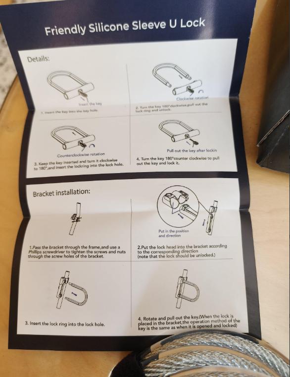 Lucchetti a U, Lucchetti per biciclette, adatti per biciclette elettriche, scooter elettrici e piccoli veicoli elettrici.