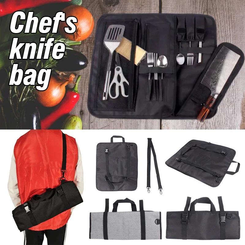Chef Knife Roll Bag Foldable Professional Kitchen Knife Storage Pocket Outdoor Tool Bag Portable Picnic Knife Carrying Case