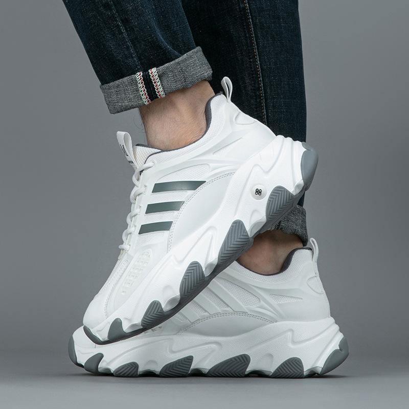 Extra Large Size Men's Shoes Spring and Autumn 2025 New Mesh Sports Shoes Fashion Casual Shoes Thick Sole Inner Height Increase Dad Shoes
