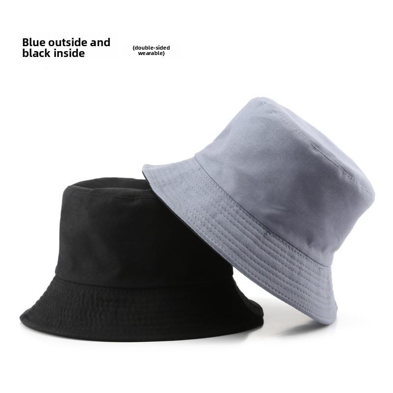 Женская Весенне-Осенняя Личность Двусторонняя Легкая Шляпа-Ведро Однотонная Шляпа от Солнца Шляпа-Ведро
