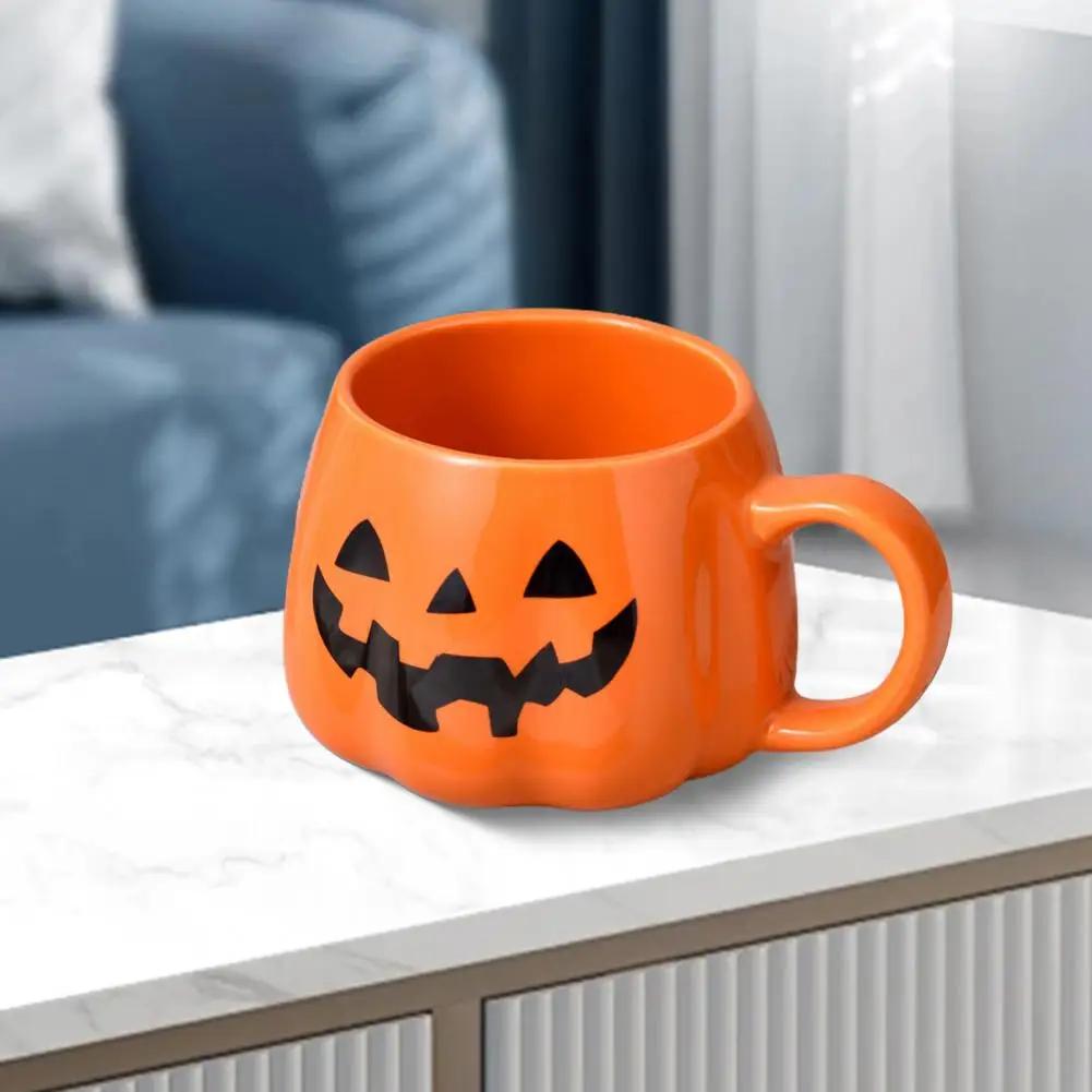 Festive Pumpkin Mug Cute Pumpkin Face Ceramic Halloween Mug Set 400ml Pumpkin Pattern Coffee Cups for Beverages for Adults