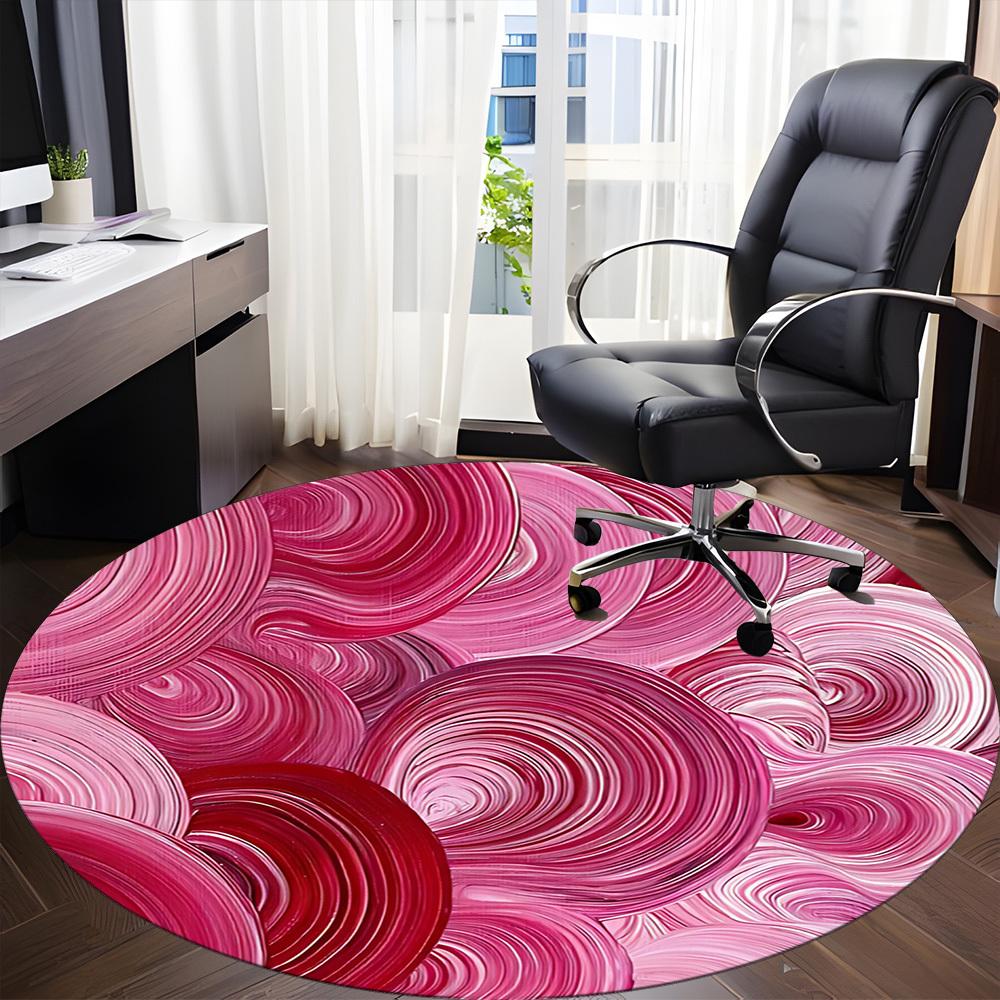 1pc Swirls Circles Office Round Area Rug, Mat Suitable For Office, Under Office Chairs Bedroom Living Room Home Decor, Room Deco
