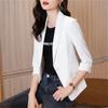 Solid Color Thin Blazer Women Three-Quarter Sleeve Spring and Summer Slim Short Suit Jacket One Buckle Blousers White