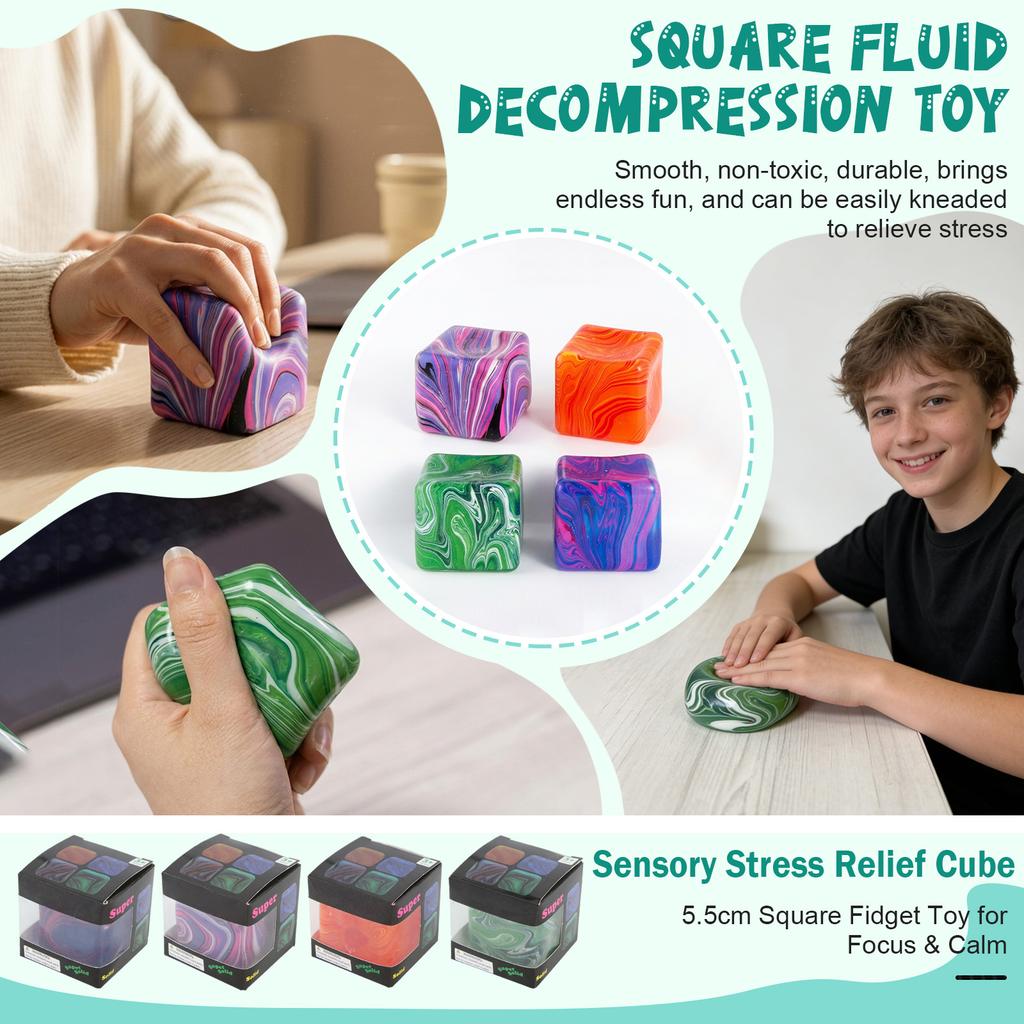 Super Solid Squish Cube Squeeze Ball Stress Relief Toy for Hand Exercise and Sensory Play for All Ages