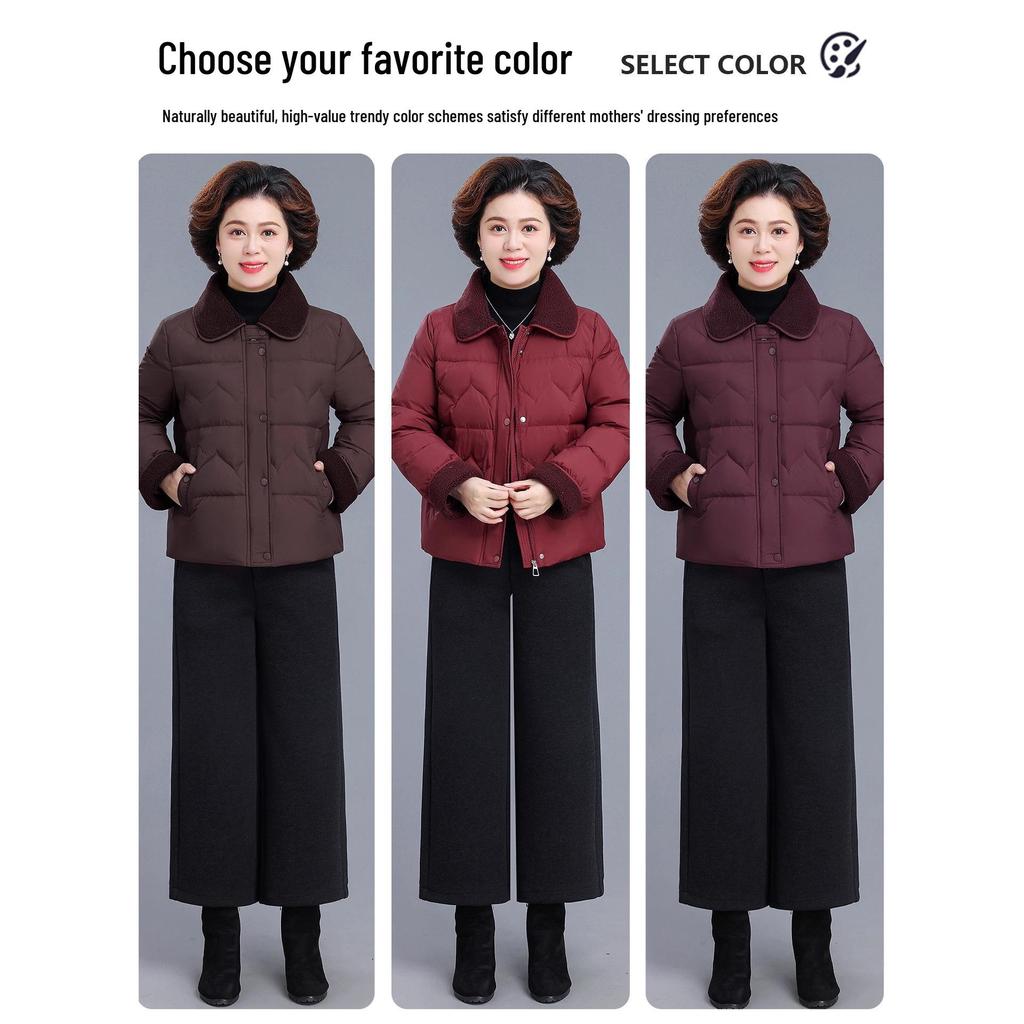 Mom's 2025 Winter Lambswool Coat: Stylish, Lightweight, Short Down Jacket for Middle-Aged and Older Women